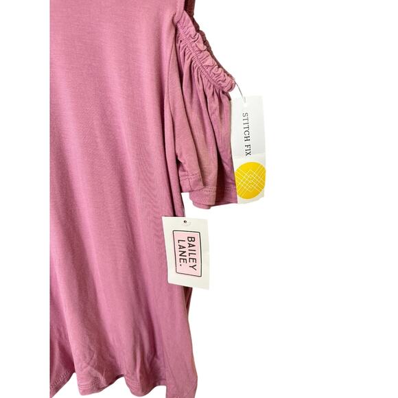 Bailey Lane Girls Pink Cold Shoulder Top Size M 8-10 Ruffle Stretch Tunic Blouse - Picture 2 of 9
